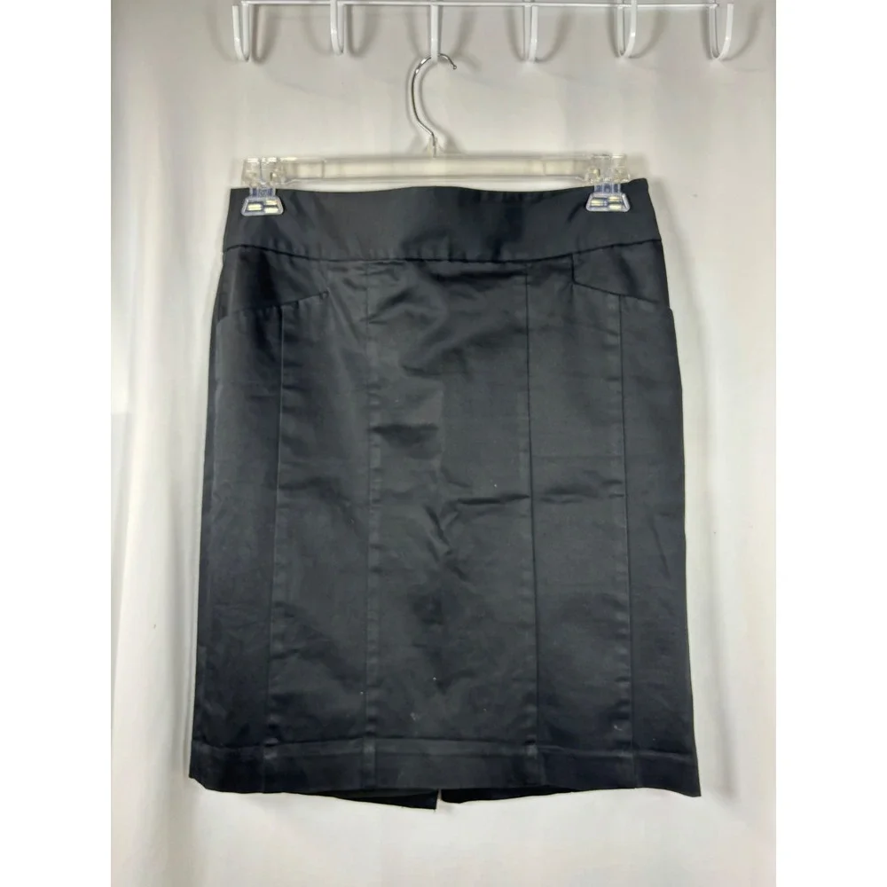The Limited Collection Black Cotton Sateen Pencil Skirt Size 8 Professional